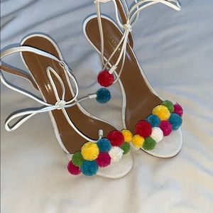 Aquazzura White Ankle Wrap Sandals Pumps